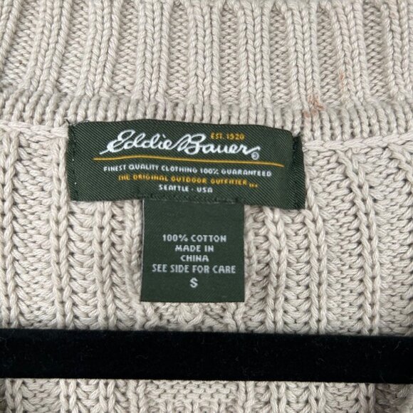 Eddie Baurer 100% cotton beige‎ knit heavy cardigan size small - Picture 4 of 9
